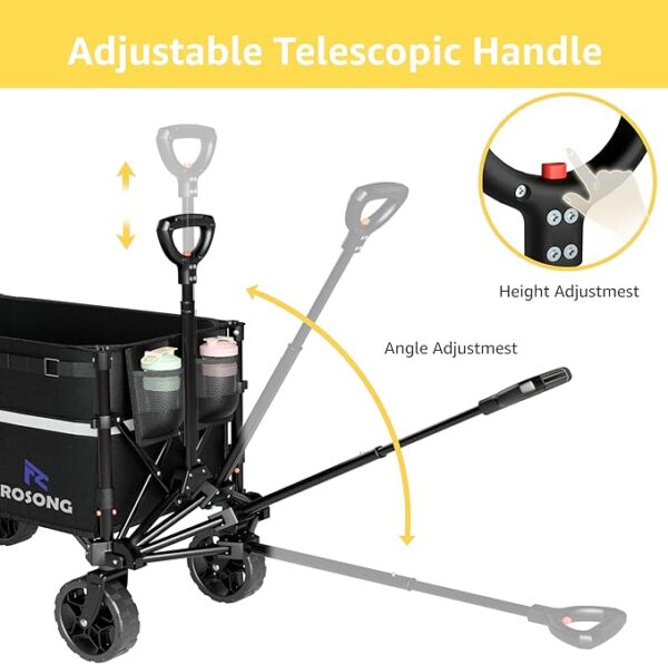 Collapsible Wagon Cart with Wheels Foldable - Folding Utility Heavy Duty Wagons Carts for Grocery Sports Garden Shopping Camping - Image 4