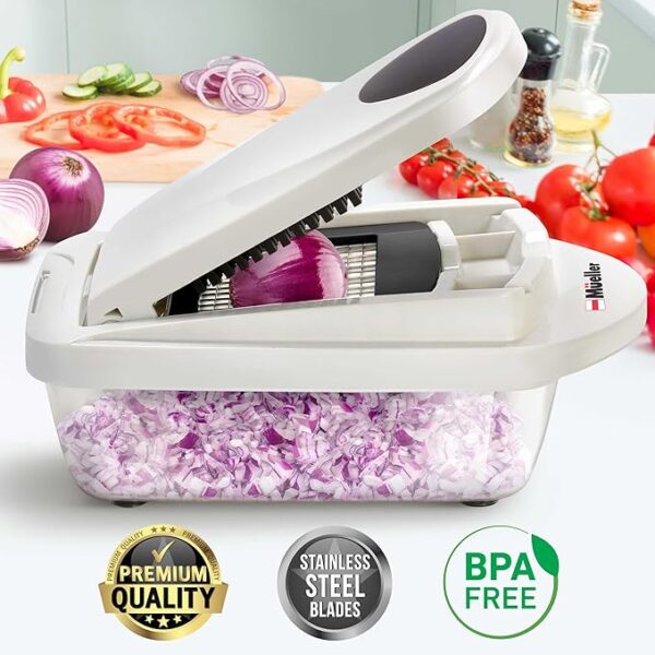 Mueller Pro-Series 10-in-1, 8 Blade Vegetable Chopper, Onion Mincer, Cutter, Dicer, Egg Slicer with Container, French Fry Cutter, Potato Slicer, Home Essentials & Kitchen Gadgets, Salad Chopper - Image 2