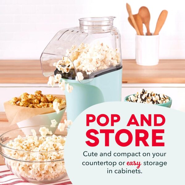 DASH Hot Air Popcorn Popper Maker with Measuring Cup to Portion Popping Corn Kernels + Melt Butter, 16 Cups - Aqua - Image 2