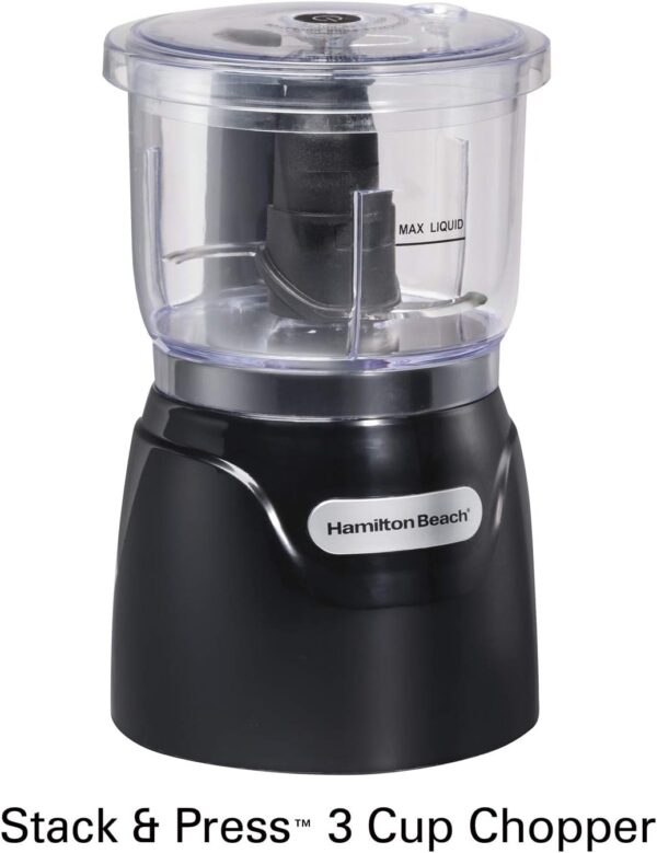 Hamilton Beach Electric Vegetable Chopper & Mini Food Processor, 3-Cup, 350 Watts, for Dicing, Mincing, and Puree, Black (72850) - Image 3