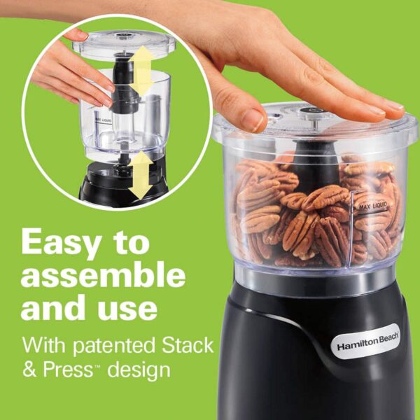 Hamilton Beach Electric Vegetable Chopper & Mini Food Processor, 3-Cup, 350 Watts, for Dicing, Mincing, and Puree, Black (72850) - Image 4