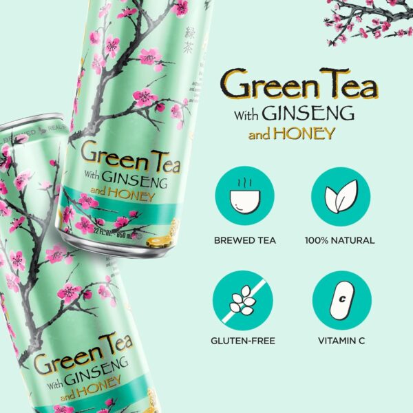 AriZona Green Tea with Ginseng and Honey - Big Can, 22 Fl Oz (Pack of 12) - Image 4