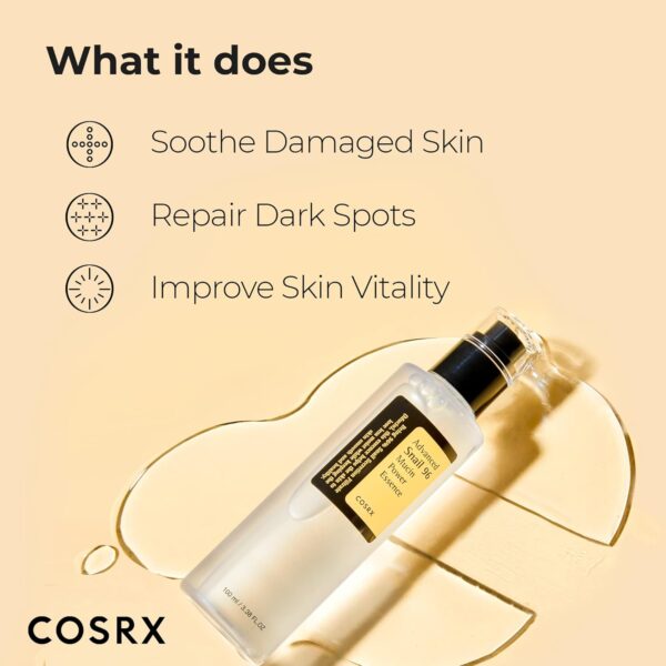 COSRX Snail Mucin 96% Power Repairing Essence 3.38 fl.oz, Hydrating Serum for Face with Snail Secretion Filtrate, Mothers day gifts for mom, Korean Skin Care - Image 4