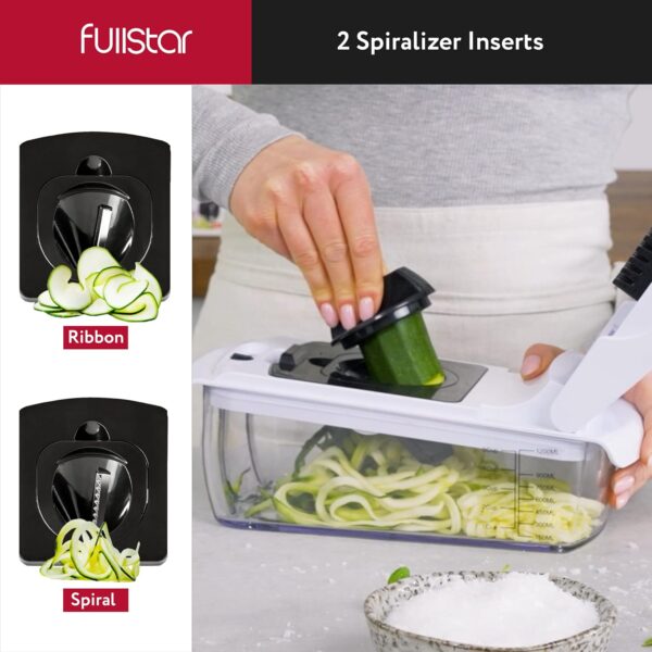 Fullstar Vegetable Chopper and Spiralizer - Food Chopper with Container, Fruit Slicer, Kitchen Gadgets & Accessories, Home Essentials (8 in 1, White) - Image 3