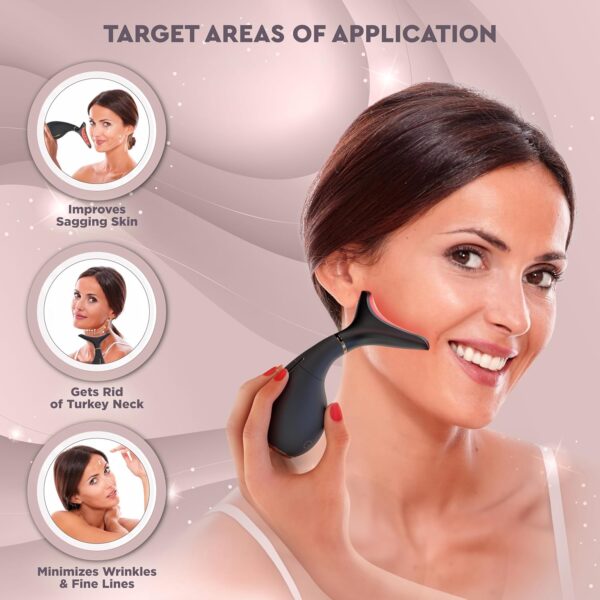 GLO24K Red Light Beauty Device for Face and Neck. Based on Triple Action L E D, Thermal, and Vibration Technologies. - Image 3