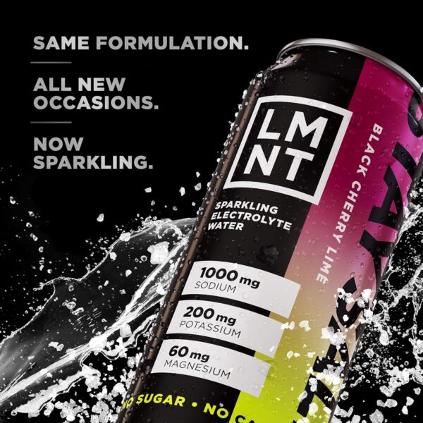 LMNT Sparkling Electrolyte Drink - Black Cherry Lime | 12-Count - Image 4