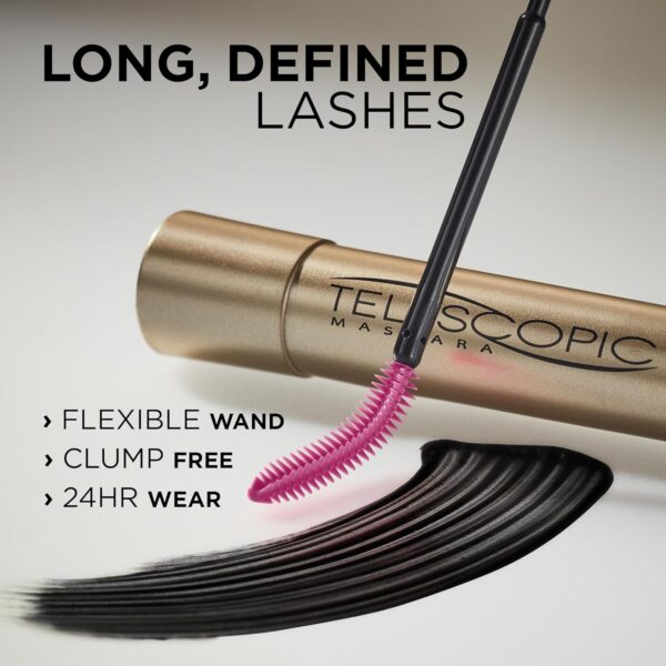 L'Oreal Paris Makeup Telescopic Original Lengthening Mascara, Carbon Black, 0.27 Fl Oz (Pack of 1) - Image 2