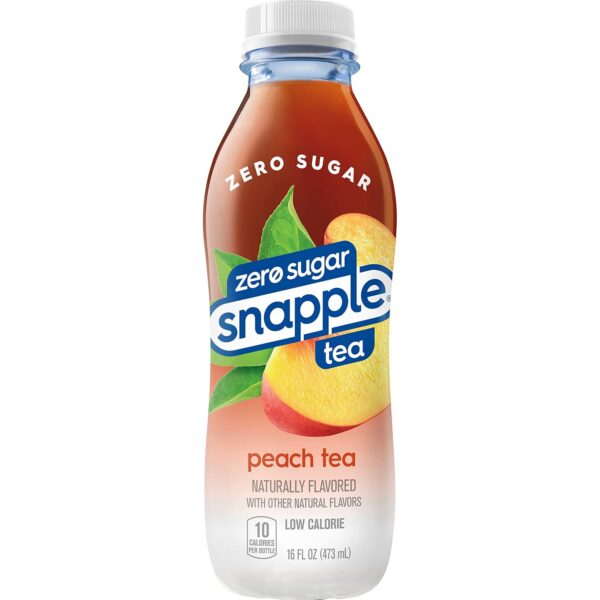 Snapple Zero Sugar Peach Tea, 16 fl oz recycled plastic bottle (Pack of 12) - Image 3