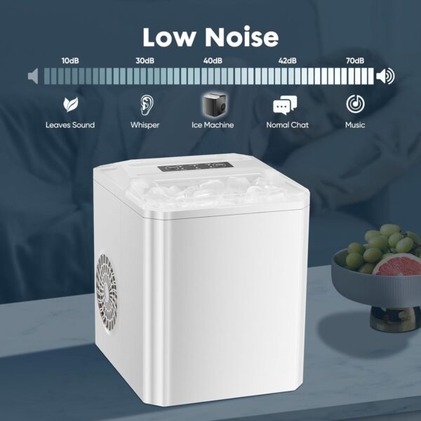 Sweetcrispy Countertop Ice Maker, Portable Ice Machine Self-Cleaning, 9 Cubes in 6 Mins, 26 lbs/24Hrs, 2 Sizes of Bullet Ice for Home Party Office - Image 2