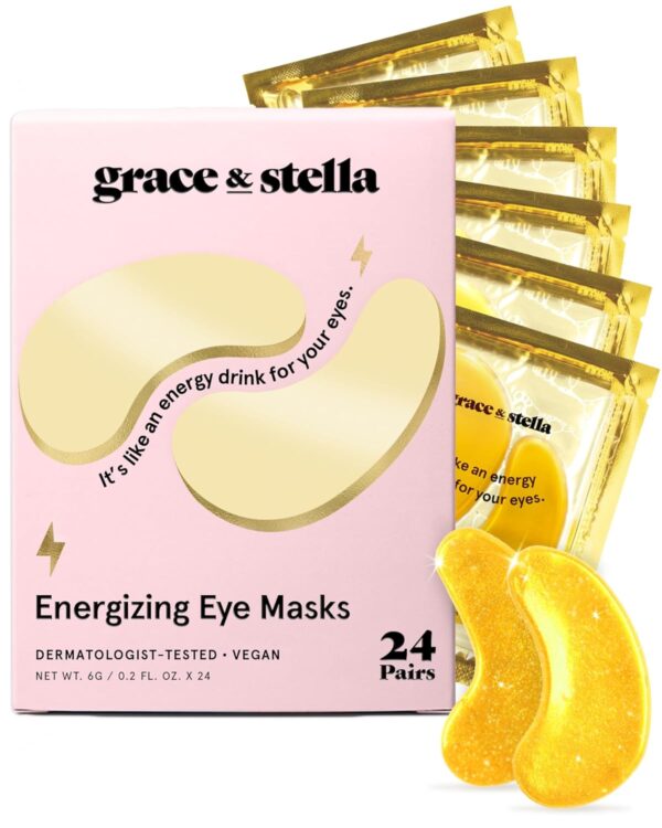 grace & stella Award Winning Under Eye Mask - Travel Essentials - Birthday Gifts for Women - Gel Eye Patches for Dark Circles, Puffy Eyes, Wrinkles, Undereye Bags - Vegan - Self Care (24 Pairs, Gold) - Image 4